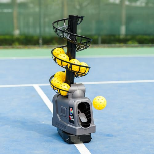 681PBH Pickleball Machine with Auto Swing, 3 Angles & 4 Speeds Adjustable, Portable Pickleball Launcher for Indoors & Outdoors Practice, Powered by Power Bank/Batteries/AC Power, for Beginners - 4