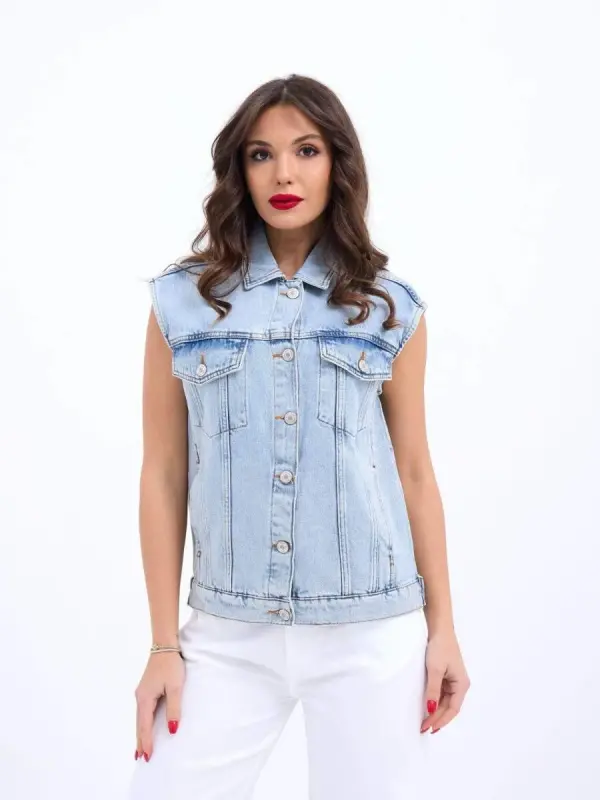 6822 DENIM VEST-LIGHT BLUE - 2