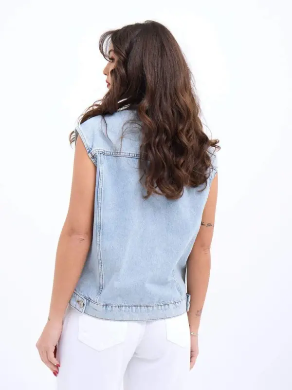 6822 DENIM VEST-LIGHT BLUE - 5