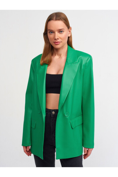 6939 Faux Leather Jacket - Green - 1