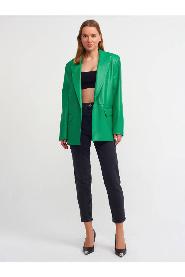 6939 Faux Leather Jacket - Green - 3