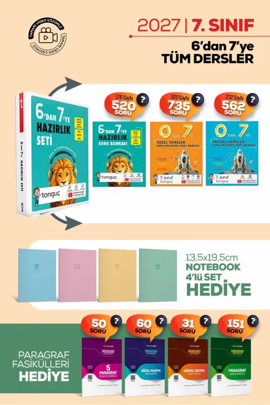 6'DAN 7'YE HAZIRLIK SETİ (6 dan 7 ye Kitabı + 0’dan 7’ye Sayısal Sözel Konu Anlatımlı Soru Bankası) - 1