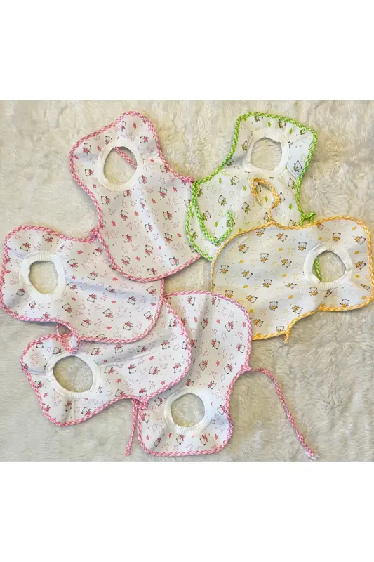 6’lı Ayıcıklı Sıvı Geçirmez Boyundan Geçmeli Kız Erkek Bebek Çocuk Büyük Önlük - 1