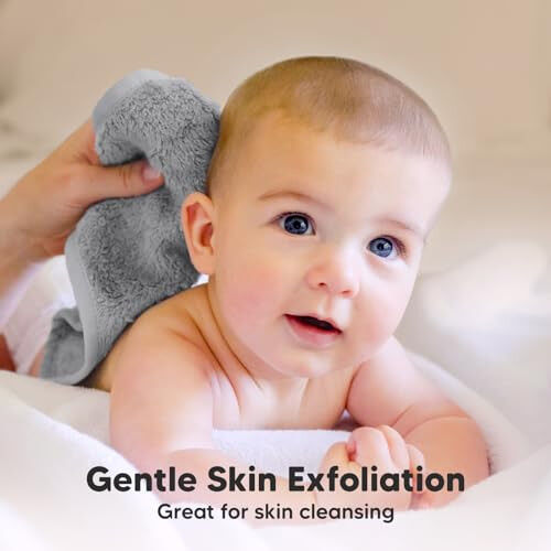 6-Pack Baby Washcloths - Soft Absorbent Viscose from Bamboo Wash Cloths for Babies, Kids, Toddlers, Infant, Newborn Bath Towels, Gentle on Sensitive Skin, 10x10 Reusable Face Towels (Cool Gray) - 3