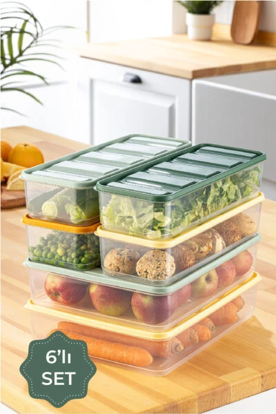 Plastik 6Lı B Buzdolabı Düzenleyici 2X (3,5 Litre) 4X(1,65 Litre) 6 Parça Çok Ren - VIENEV