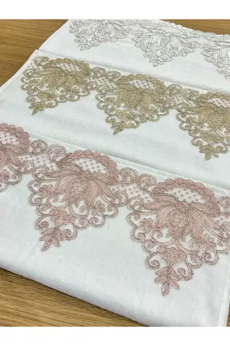 6 LI Fransız Güpürlü Çeyizlik 50x90 Kadife El ve Yüz Havlusu - AYHANHOME (1)