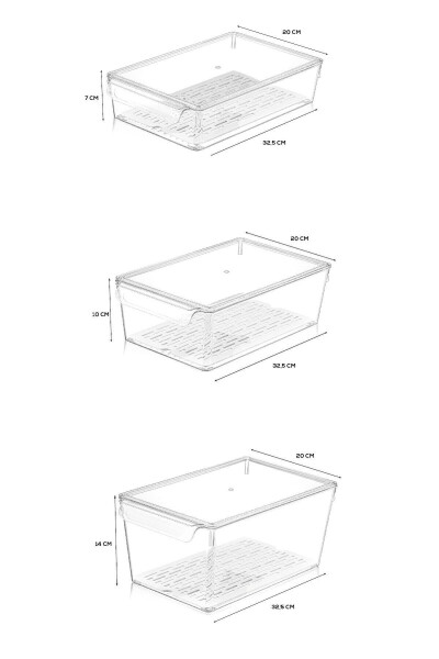 6'lı Mega Boy Süzgeçli Mutfak Dolap Içi Organizer - Kapaklı Buzdolabı Içi Düzenleyici - Saklama Kabı - 4