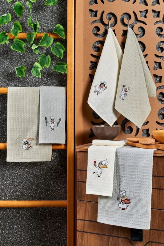 6'lı Mutfak Havlusu Aşçı Seti 40x60 - Gri - CASNACK