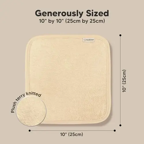 6-Pack Baby Washcloths - Soft Absorbent Viscose from Bamboo Wash Cloths for Babies, Kids, Toddlers, Infant, Newborn Bath Towels, Gentle on Sensitive Skin, 10x10 Reusable Face Towels (Khaki) - 4