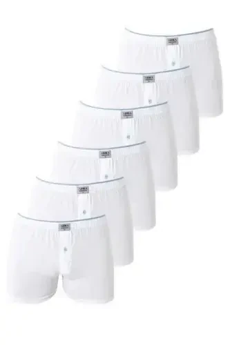 6-Pack White Men's Jersey Terry Waistband Boxer Brief 100% Cotton - BÜYÜKBEDENIZ (1)