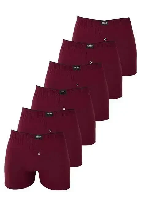 6'lı Paket Bordo Erkek Penye Havlu Bel Boxer %100 Pamuk - 2