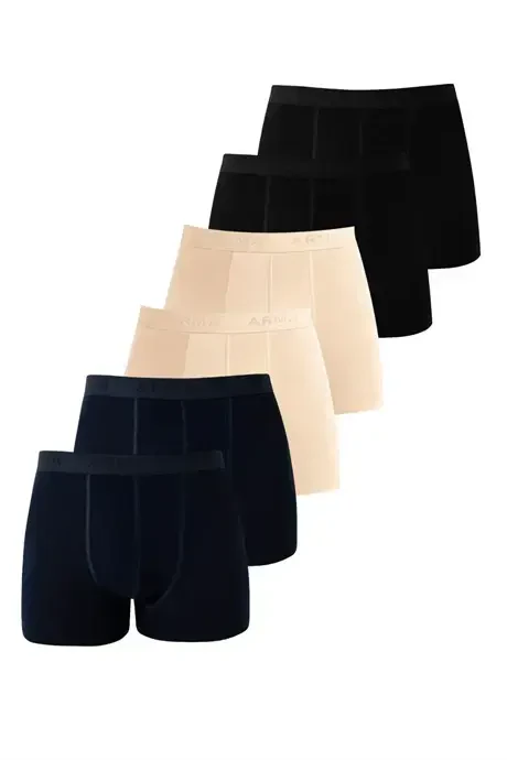 6'lı Paket Erkek Pamuklu Likralı Esnek Kumaş Renkli Boxer - 1