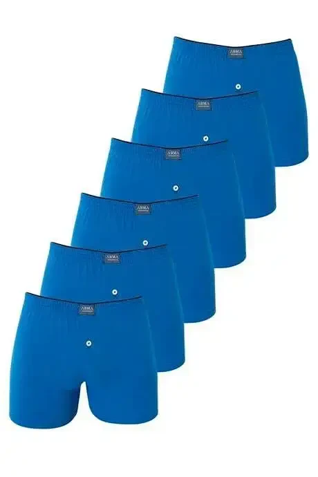 6'lı Paket Mavi Erkek Penye Havlu Bel Boxer %100 Pamuk - 2