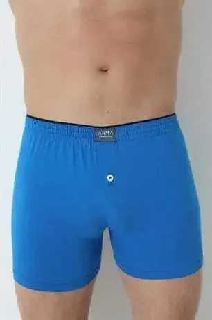 6'lı Paket Mavi Erkek Penye Havlu Bel Boxer %100 Pamuk - 3