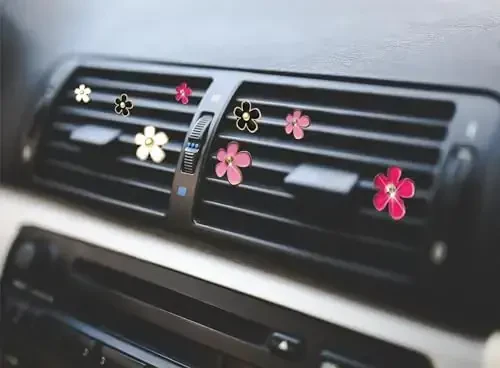 6 Pack Colorful Daisy Flower Car Air Vent Clips Car Air Outlet Freshener Clip for Car Interior Decoration Accessories (Black, White, Red) - 6