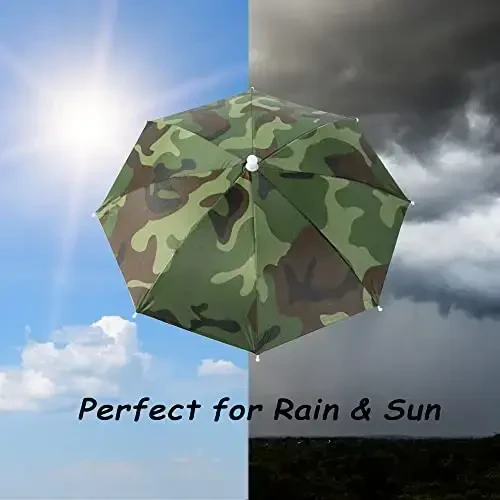 6 Pack Umbrella Hat Rainbow Umbrella Hat for Kids Adult Women, Colorful Umbrella Hat Rainbow Head Umbrella Cap for Sun 20 Inch Diameter Folding Waterproof Elastic Fishing Rain Hats for Outdoor Party Beach Hiking (Red) - 3