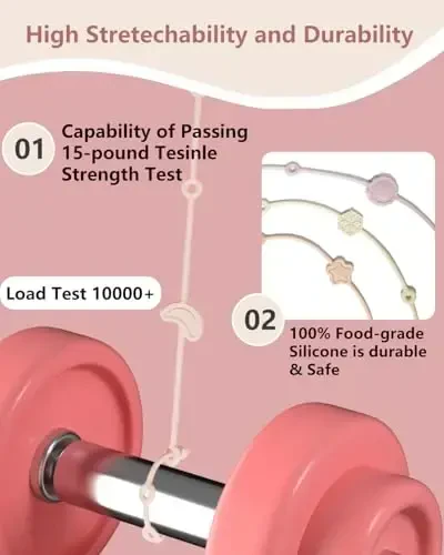 6 Pack Silicone Baby Toy Straps with 2 pcs Suction Cup Bases, Silicone Pacifier Holder, Toy Strap,Adjustable Toy Holder for Stroller Accessories, Car Seat, Highchair,Crib (B) - 5