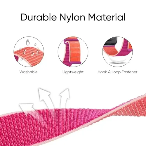 6 Pack Sport Nylon Loop Band Compatible with Apple Watch Band 38mm 40mm 41mm 42mm 44mm 45mm 46mm 49mm for Women Men, Adjustable Breathable Braided Straps for iWatch Series 11/10/9/8/7/6/5/4/3/SE/Ultra - MODAZONE (1)