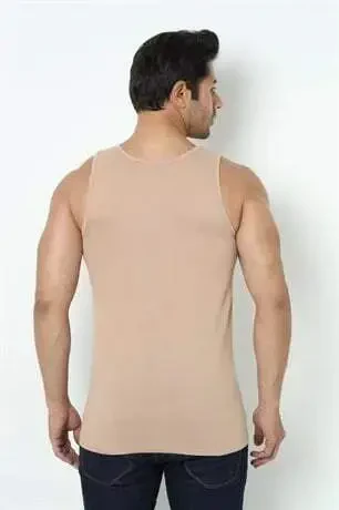 6'lı Paket Ten Rengi Erkek Atlet %100 Pamuklu Penye, Nefes Alabilir İç Giyim - 1