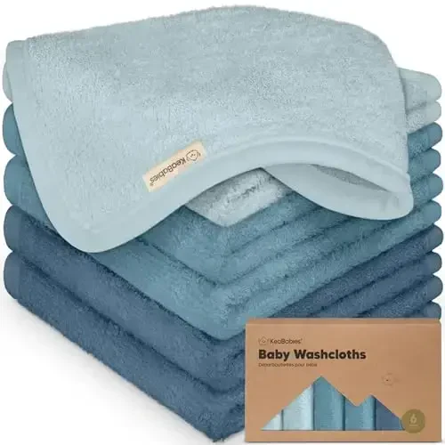 6-Pack Baby Washcloths - Soft Absorbent Viscose from Bamboo Wash Cloths for Babies, Kids, Toddlers, Infant, Newborn Bath Towels, Gentle on Sensitive Skin, 10x10 Reusable Face Towels (Depths) - 1