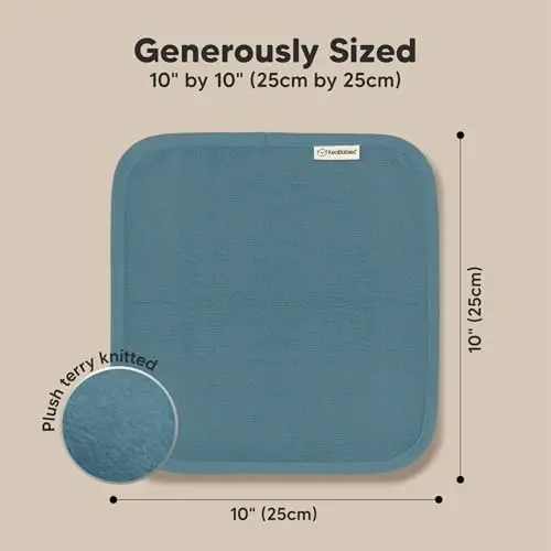 6-Pack Soft Baby Washcloths, Viscose from Bamboo - Kids, Newborn Bath Towels, Infant Shower, Toddler Reusable Face Towel, Gentle on Skin, Face Wash Cloths for Babies, 10x10 (Aegean Blue) - 4