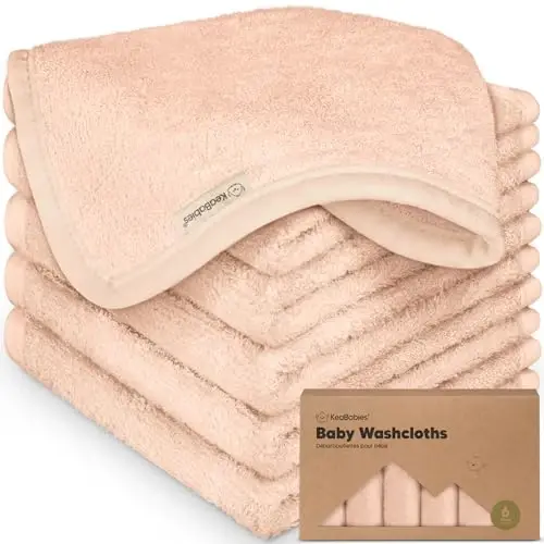 6-Pack Baby Washcloths - Soft Absorbent Viscose from Bamboo Wash Cloths for Babies, Kids, Toddlers, Infant, Newborn Bath Towels, Gentle on Sensitive Skin, 10x10 Reusable Face Towels (Peachy) 