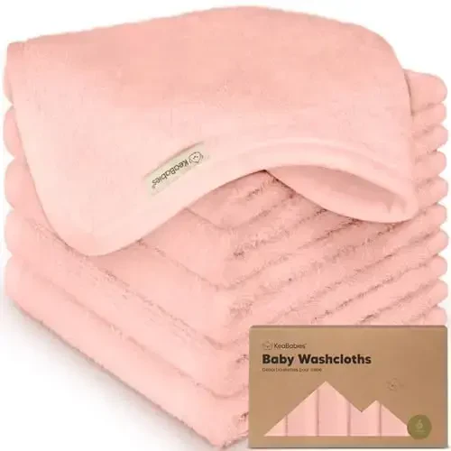 6-Pack Soft Baby Washcloths, Viscose from Bamboo - Kids, Newborn Bath Towels, Infant Shower, Toddler Reusable Face Towel, Gentle on Skin, Face Wash Cloths for Babies, 10x10 (Blush Pink) - 1