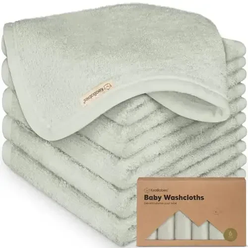 6-Pack Baby Washcloths - Soft Absorbent Viscose from Bamboo Wash Cloths for Babies, Kids, Toddlers, Infant, Newborn Bath Towels, Gentle on Sensitive Skin, 10x10 Reusable Face Towels (Dove) - 1