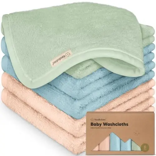 6-Pack Baby Washcloths - Soft Absorbent Viscose from Bamboo Wash Cloths for Babies, Kids, Toddlers, Infant, Newborn Bath Towels, Gentle on Sensitive Skin, 10x10 Reusable Face Towels (Mellow) - 1