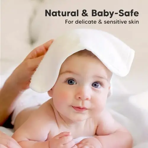 6-Pack Baby Washcloths - Soft Absorbent Viscose from Bamboo Wash Cloths for Babies, Kids, Toddlers, Infant, Newborn Bath Towels, Gentle on Sensitive Skin, 10x10 Reusable Face Towels (White/Stone) - 5