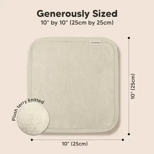 6-Pack Soft Baby Washcloths, Viscose from Bamboo - Kids, Newborn Bath Towels, Infant Shower, Toddler Reusable Face Towel, Gentle on Skin, Face Wash Cloths for Babies, 10x10 (White/Stone) - 4