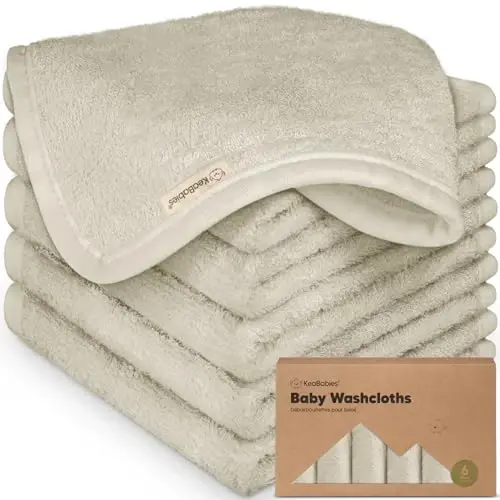 6-Pack Baby Washcloths - Soft Absorbent Viscose from Bamboo Wash Cloths for Babies, Kids, Toddlers, Infant, Newborn Bath Towels, Gentle on Sensitive Skin, 10x10 Reusable Face Towels (Stone) - 1