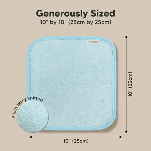 6-Pack Baby Washcloths - Soft Absorbent Viscose from Bamboo Wash Cloths for Babies, Kids, Toddlers, Infant, Newborn Bath Towels, Gentle on Sensitive Skin, 10x10 Reusable Face Towels (Bravo Blue) - 4