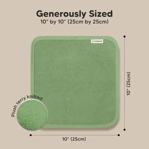 6-Pack Baby Washcloths - Soft Absorbent Viscose from Bamboo Wash Cloths for Babies, Kids, Toddlers, Infant, Newborn Bath Towels, Gentle on Sensitive Skin, 10x10 Reusable Face Towels (Meadow Green) - 4