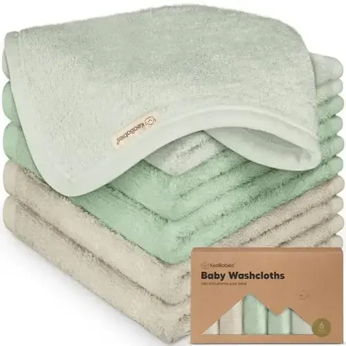 6-Pack Soft Baby Washcloths, Viscose from Bamboo - Kids, Newborn Bath Towels, Infant Shower, Toddler Reusable Face Towel, Gentle on Skin, Face Wash Cloths for Babies, 10x10 (Hills) - 1