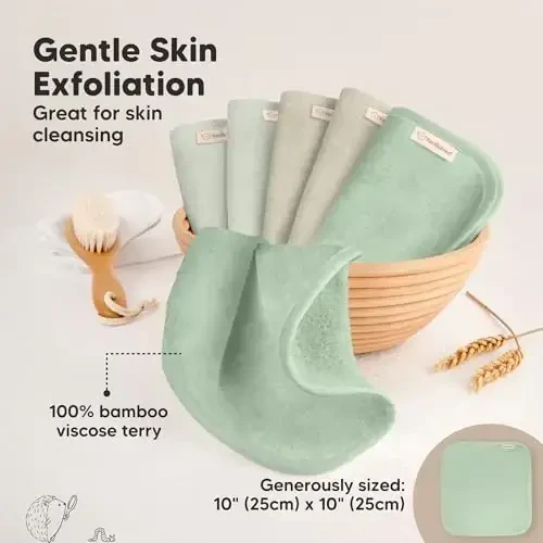 6-Pack Soft Baby Washcloths, Viscose from Bamboo - Kids, Newborn Bath Towels, Infant Shower, Toddler Reusable Face Towel, Gentle on Skin, Face Wash Cloths for Babies, 10x10 (Hills) - 4
