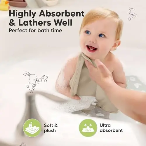 6-Pack Baby Washcloths - Soft Absorbent Viscose from Bamboo Wash Cloths for Babies, Kids, Toddlers, Infant, Newborn Bath Towels, Gentle on Sensitive Skin, 10x10 Reusable Face Towels(Earth Brown) - 3