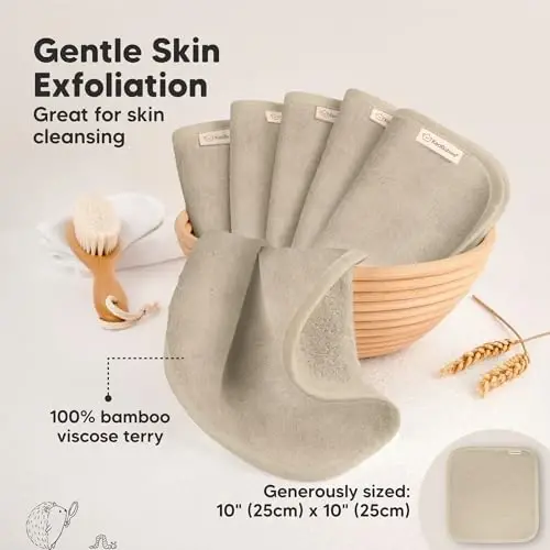 6-Pack Baby Washcloths - Soft Absorbent Viscose from Bamboo Wash Cloths for Babies, Kids, Toddlers, Infant, Newborn Bath Towels, Gentle on Sensitive Skin, 10x10 Reusable Face Towels(Earth Brown) - 4