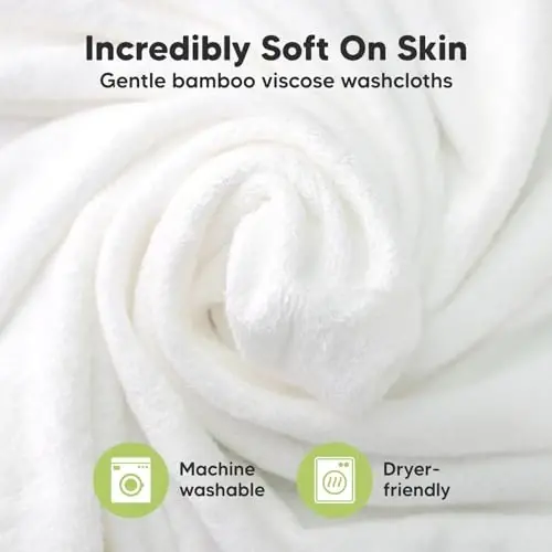 6-Pack Baby Washcloths - Soft Absorbent Viscose from Bamboo Wash Cloths for Babies, Kids, Toddlers, Infant, Newborn Bath Towels, Gentle on Sensitive Skin, 10x10 Reusable Face Towels (Sunshine) - 2