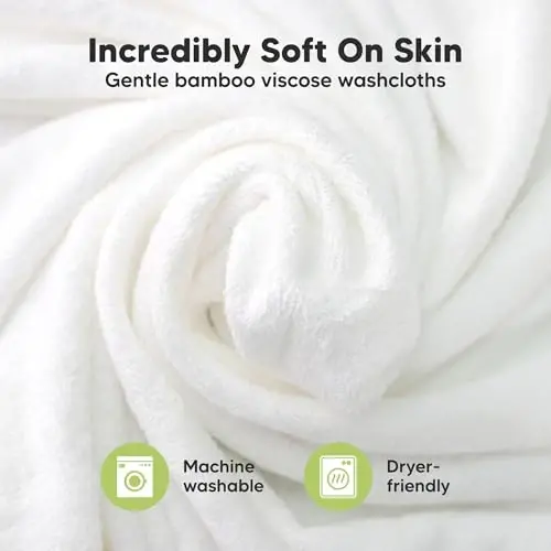 6-Pack Baby Washcloths - Soft Absorbent Viscose from Bamboo Wash Cloths for Babies, Kids, Toddlers, Infant, Newborn Bath Towels, Gentle on Sensitive Skin, 10x10 Reusable Face Towels (Verde) - 2