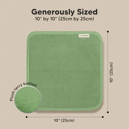 6-Pack Baby Washcloths - Soft Absorbent Viscose from Bamboo Wash Cloths for Babies, Kids, Toddlers, Infant, Newborn Bath Towels, Gentle on Sensitive Skin, 10x10 Reusable Face Towels (Verde) - 4