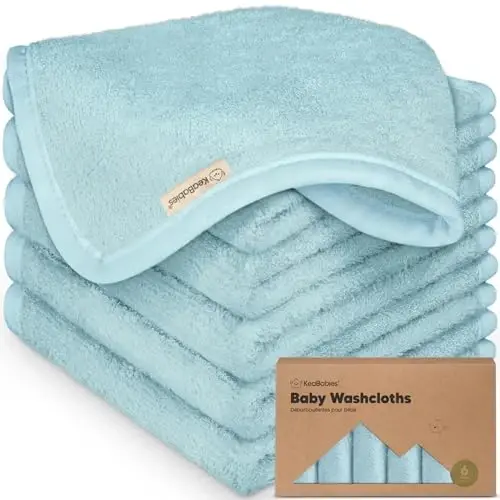 6-Pack Baby Washcloths - Soft Absorbent Viscose from Bamboo Wash Cloths for Babies, Kids, Toddlers, Infant, Newborn Bath Towels, Gentle on Sensitive Skin, 10x10 Reusable Face Towels (Sky) - 1