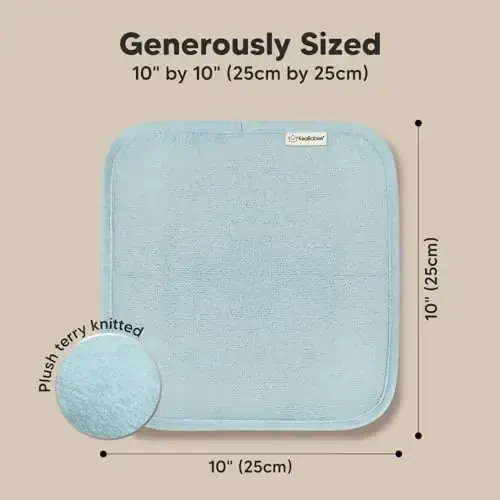 6-Pack Soft Baby Washcloths, Viscose from Bamboo - Kids, Newborn Bath Towels, Infant Shower, Toddler Reusable Face Towel, Gentle on Skin, Face Wash Cloths for Babies, 10x10 (Sky) - 4
