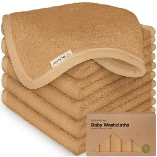 6-Pack Baby Washcloths - Soft Absorbent Viscose from Bamboo Wash Cloths for Babies, Kids, Toddlers, Infant, Newborn Bath Towels, Gentle on Sensitive Skin, 10x10 Reusable Face Towels (Toast) - MODAZONE