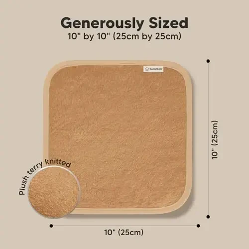 6-Pack Soft Baby Washcloths, Viscose from Bamboo - Kids, Newborn Bath Towels, Infant Shower, Toddler Reusable Face Towel, Gentle on Skin, Face Wash Cloths for Babies, 10x10 (Toast) - 4