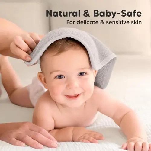 6-Pack Baby Washcloths - Soft Absorbent Viscose from Bamboo Wash Cloths for Babies, Kids, Toddlers, Infant, Newborn Bath Towels,Gentle on Sensitive Skin,10x10 Reusable Face Towels(Heather) - 5