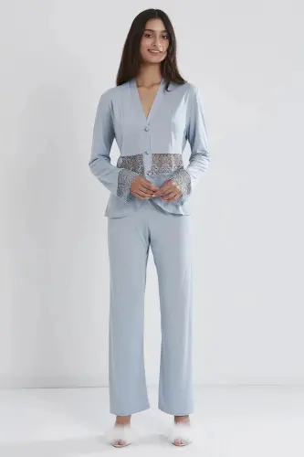 6'lı Penye Gecelik Sabahlık Takım Çeyiz Seti 5040 - Mist-Yeşil - 7