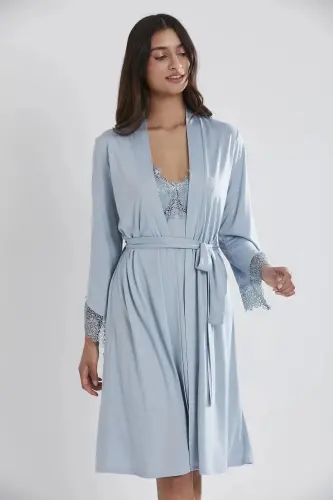 6'lı Penye Gecelik Sabahlık Takım Çeyiz Seti 5040 - Mist-Yeşil - PIERRE CARDIN (1)