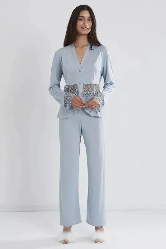 6'lı Penye Gecelik Sabahlık Takım Çeyiz Seti 5040 - Mist-Yeşil - 7