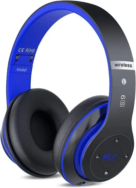 6S Bluetooth Headphones Over-Ear, Hi-Fi Stereo Foldable Wireless Stereo Headsets Earbuds with Built-in Mic, Volume Control, FM for iPhone/Samsung/iPad/PC (Blue) - 1